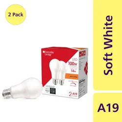 Everyday Living® 14-Watt (100-Watt) A19 LED Dimmable Light Bulb - Soft White (2700K), 2 pk