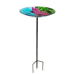 HD Designs Outdoors Handpainted Dragonfly Birdbath Stake