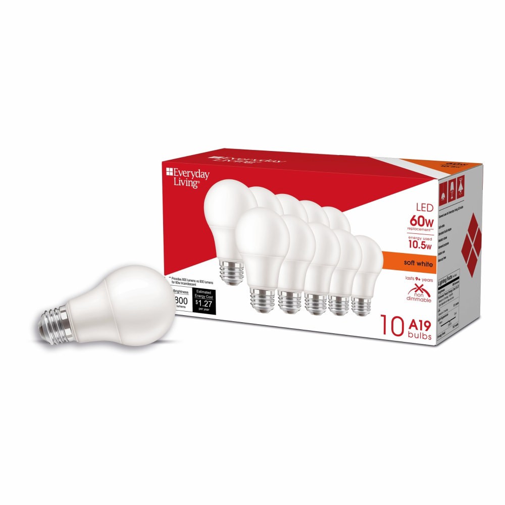 slide 3 of 5, Everyday Living 60W Led Soft White Bulbs, 10 ct