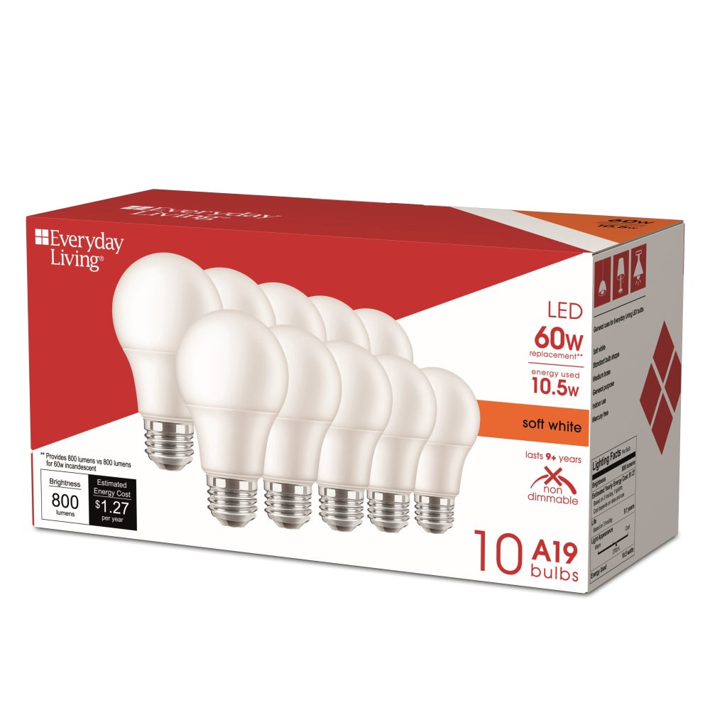 slide 5 of 5, Everyday Living 60W Led Soft White Bulbs, 10 ct