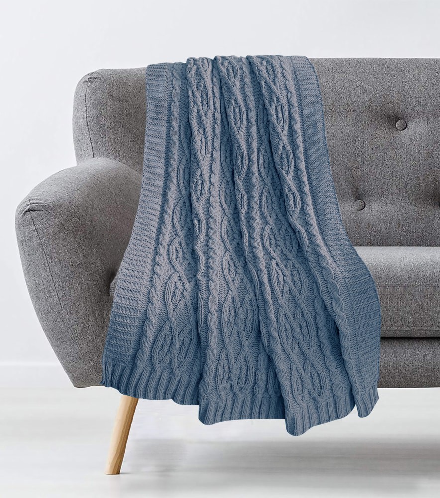 slide 1 of 1, Hd Designs Chunky Knit Chenille 50X60 Throw - Blue, 50 x 60 