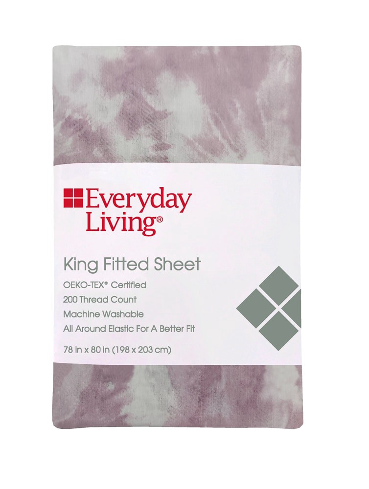 slide 1 of 1, Everyday Living King Fitted Sheet - T200 Purple, King Size