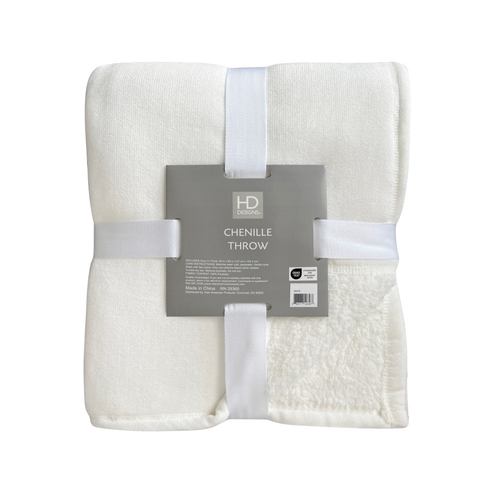 slide 2 of 2, Hd Designs Chenille Sherpa Throw - White, 1 ct