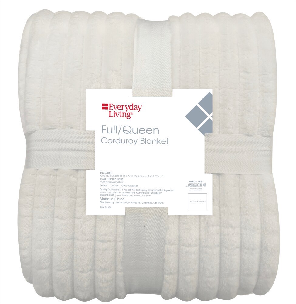 slide 1 of 1, Everyday Living Corduroy White Blanket, 1 ct