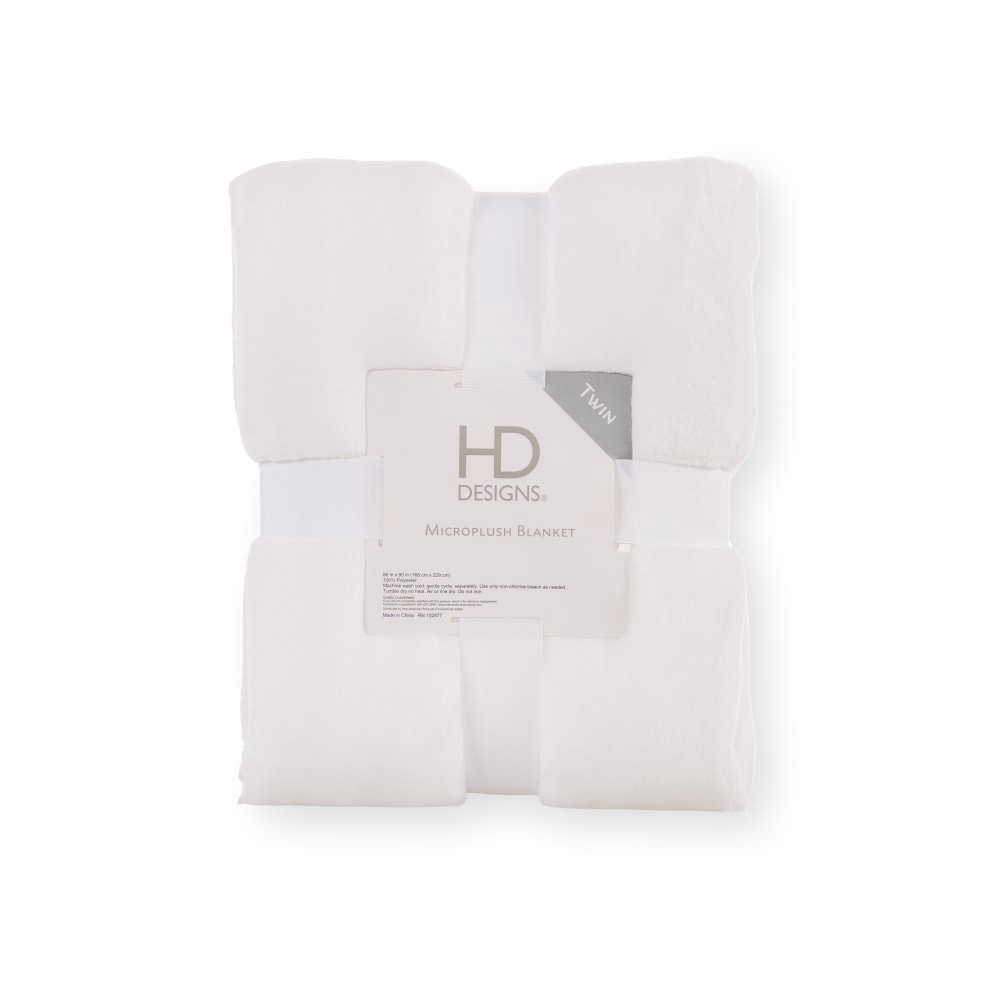 slide 3 of 3, Hd Designs Plush Blanket - White, Twin Size