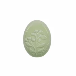 Holiday Home Floral Embossed Ceramic Egg - Green