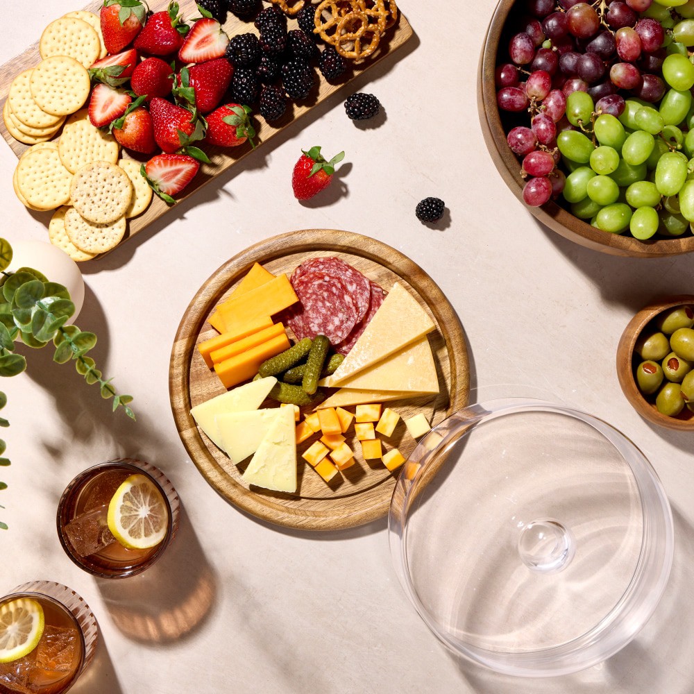 slide 4 of 4, Dash of That Cheese Plate with Lid Acacia Wood, 2 pc, 2 ct