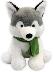 Holiday Home® Husky with Green Scarf Plush Toy
