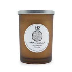 HD Designs Frosted Jar Candle Bohemian Teakwood, 19 oz