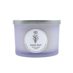 HD Designs Frosted Jar Candle Lavender Dreams, 12 ounces