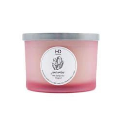 HD Designs Frosted Jar Candle Pink Amber, 12 ounces