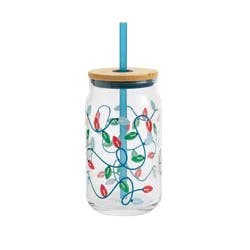 Holiday Home Christmas Lights Soda Can Glass Sipper