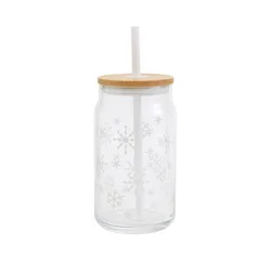 Holiday Home Snowflakes Christmas Soda Can Glass Sipper