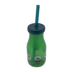 Holiday Home Snowglobe Milk Bottle with Straw