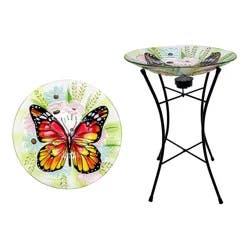 HD Designs Outdoors Butterfly Birdbath with Solar Stand, 15 in