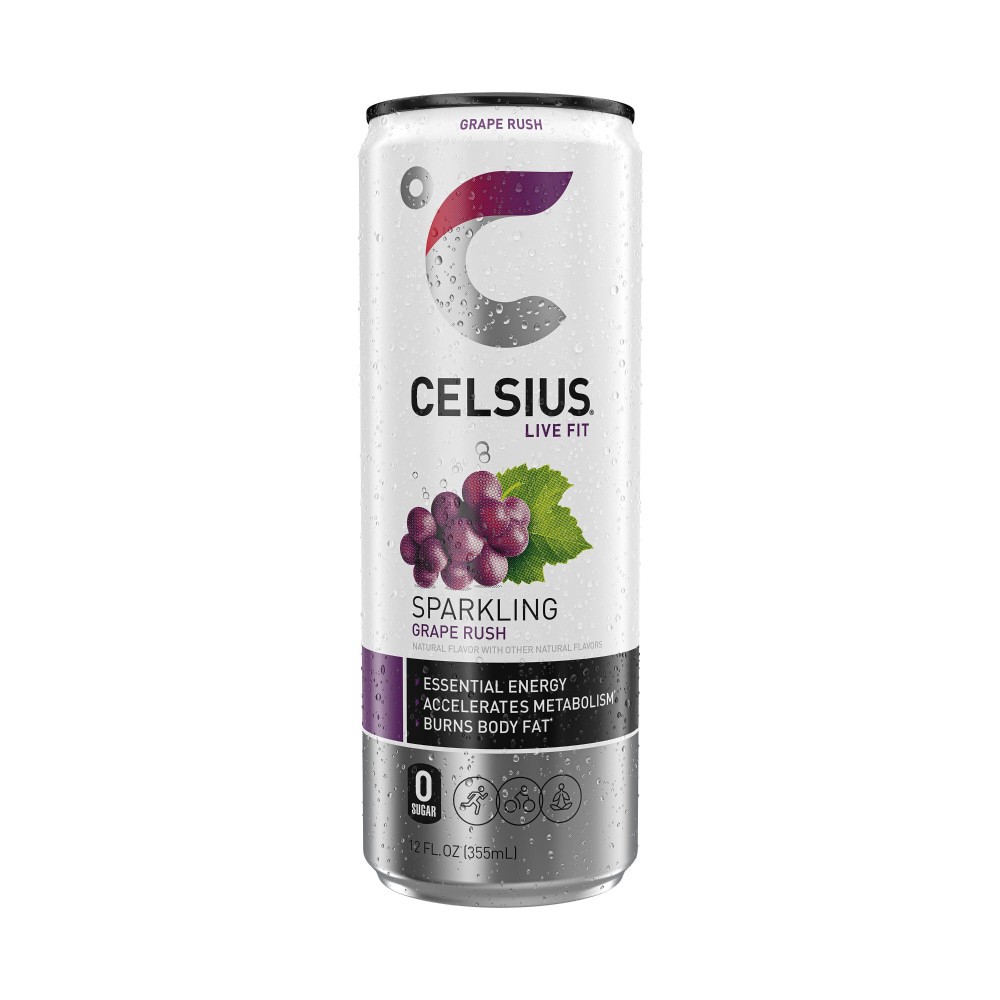 slide 3 of 5, CELSIUS Fitness Drink, Grape Rush, Sparkling, 12 fl oz
