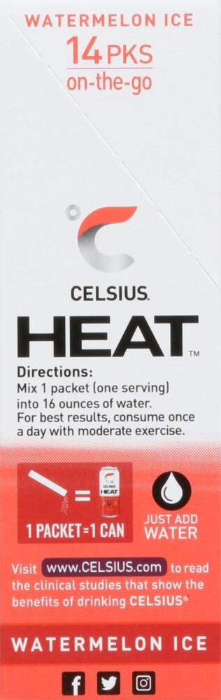 slide 6 of 6, CELSIUS Heat Watermelon Ice Drink Mix 14 ea, 14 ct