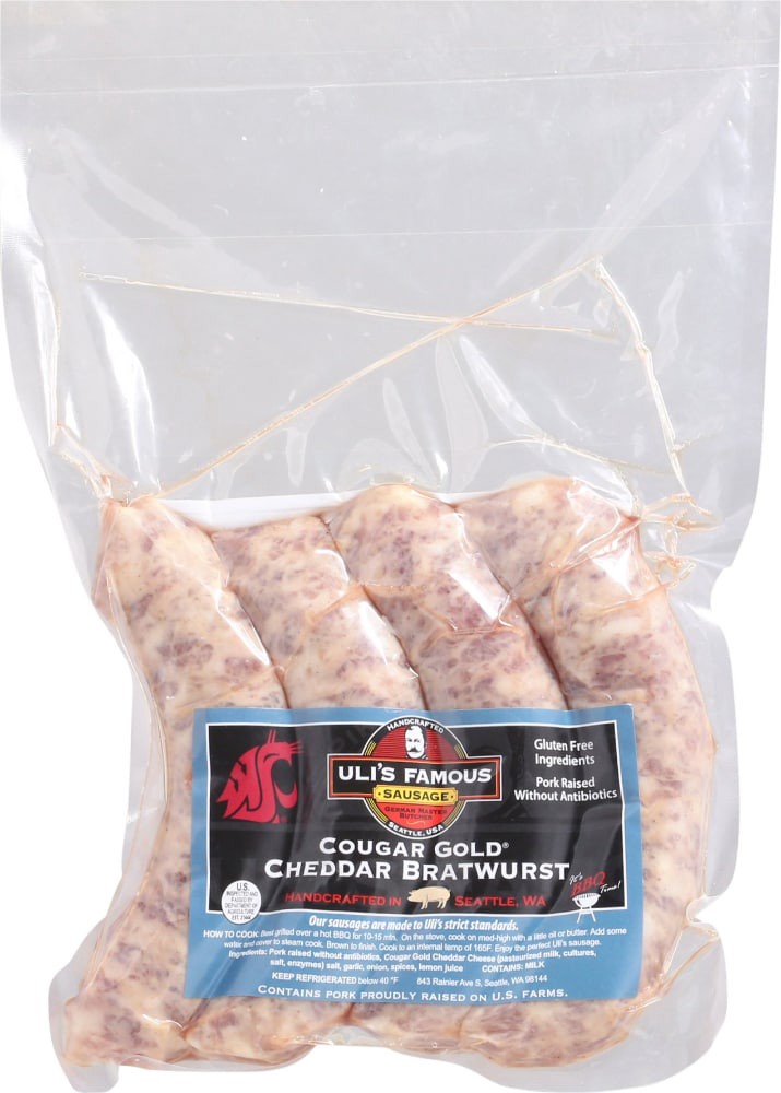 slide 2 of 2, Uli's Famous Sausage Cougar Gold Cheddar Bratwurst, 4 ct