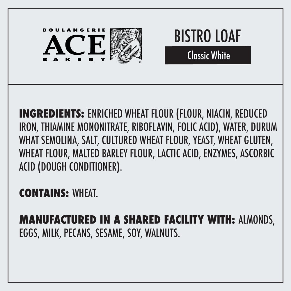 slide 4 of 5, Ace Bakery Classic White 1/2 Bistro Loaf, 21 oz