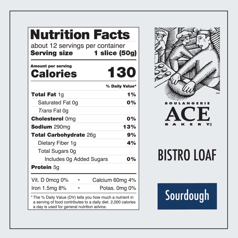 slide 5 of 5, Ace Bakery Sourdough 1/2 Bistro Loaf, 21 oz
