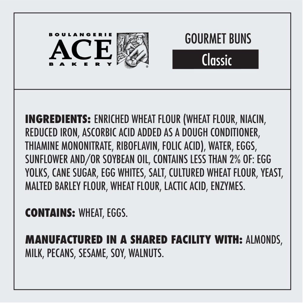 slide 5 of 5, Ace Bakery Classic Gourmet Burger Bun, 4 ct / 10.4 oz