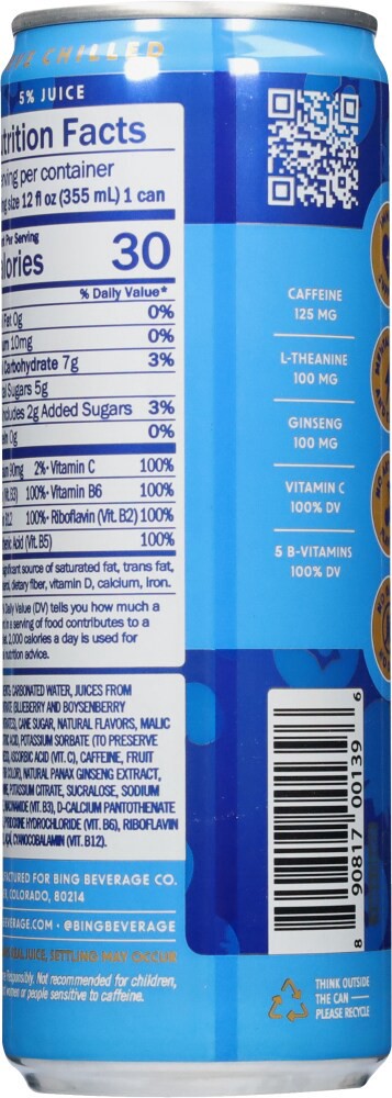 slide 2 of 4, Bing Blu Caffeinated Fruit Juice Blueberry and Boysenberry, 12 fl oz, 12 fl oz