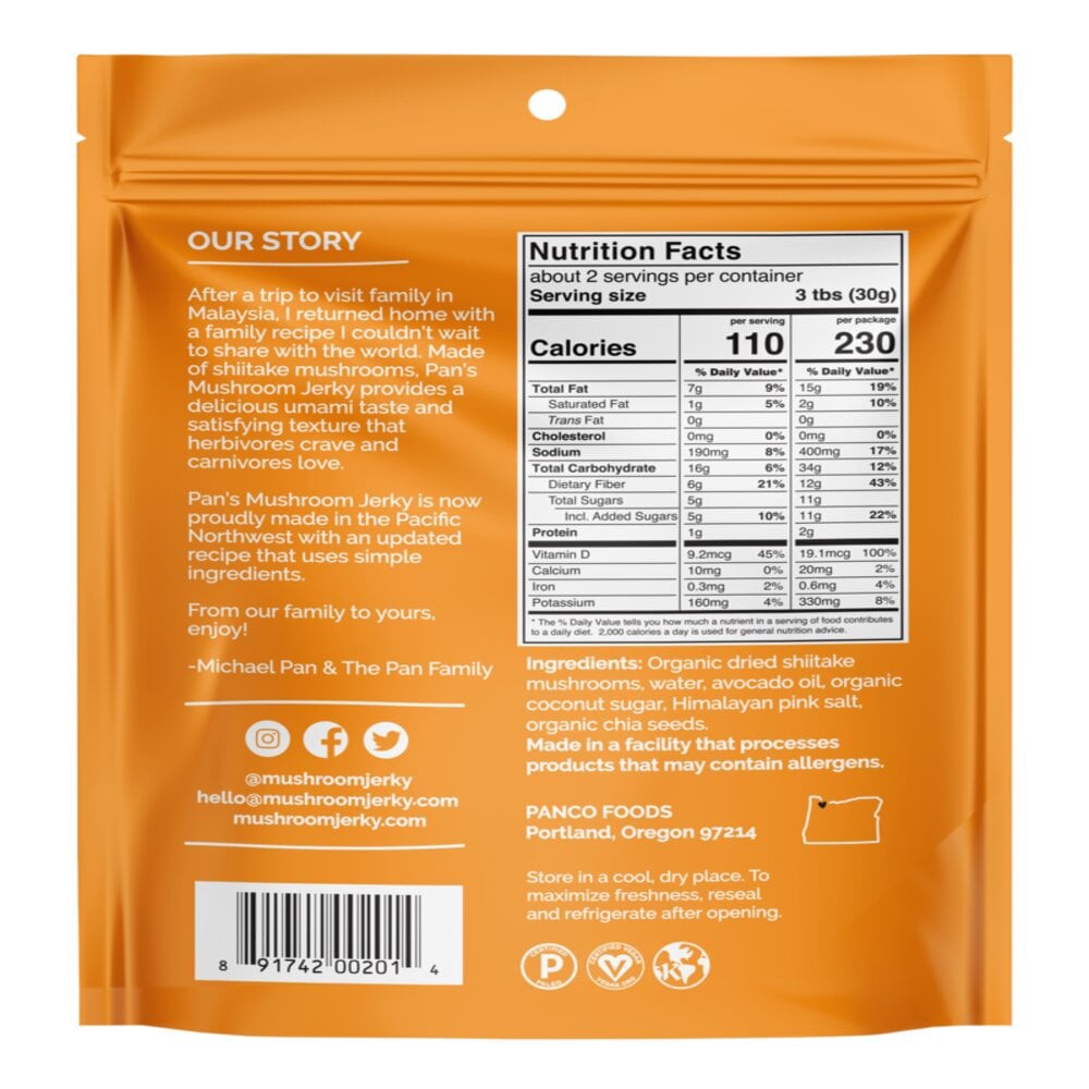 slide 2 of 2, Pan's Mushroom Original Jerky, 2.2 oz