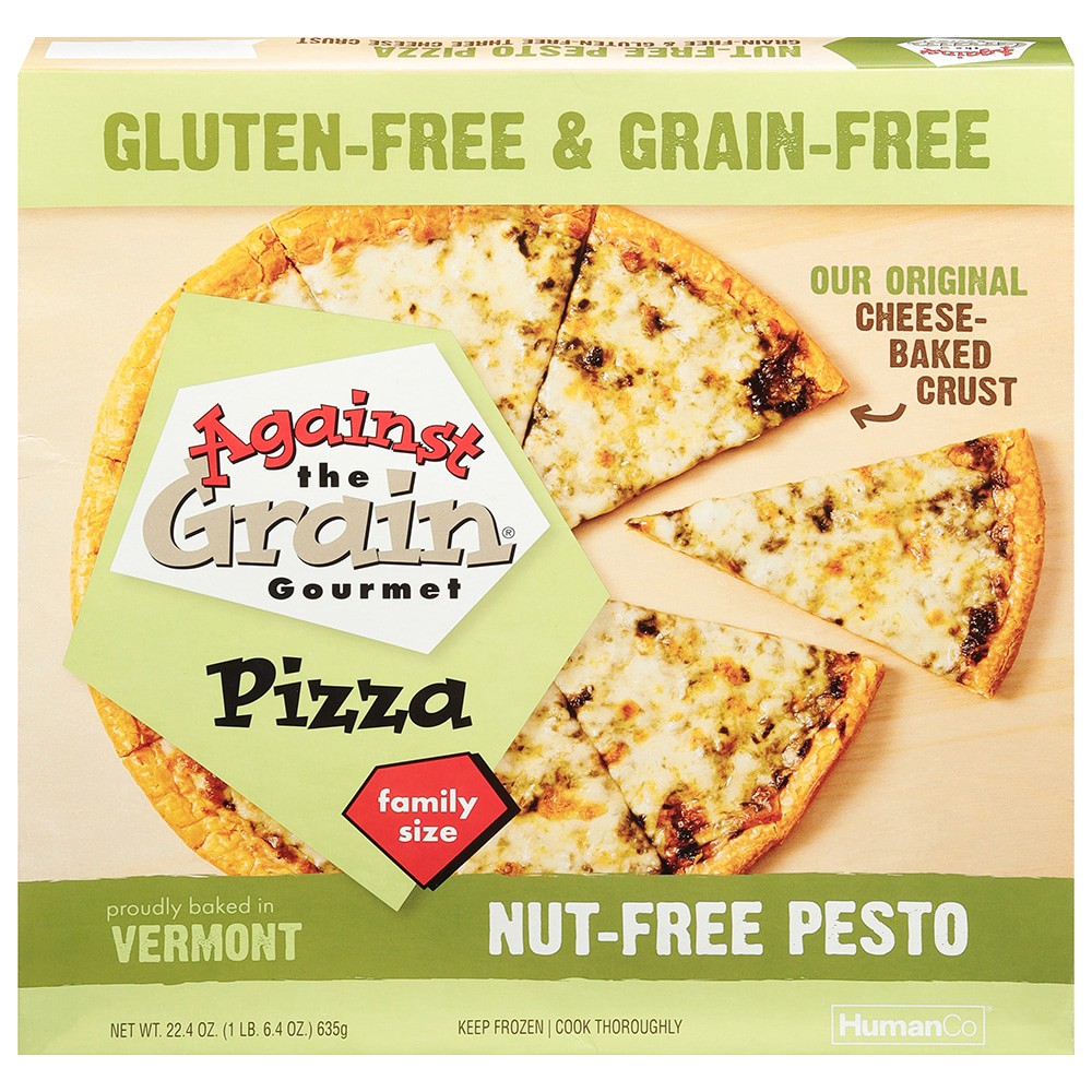 slide 2 of 2, Against the Grain Gourmet Nut Free Pesto Pizza, 22.4 oz