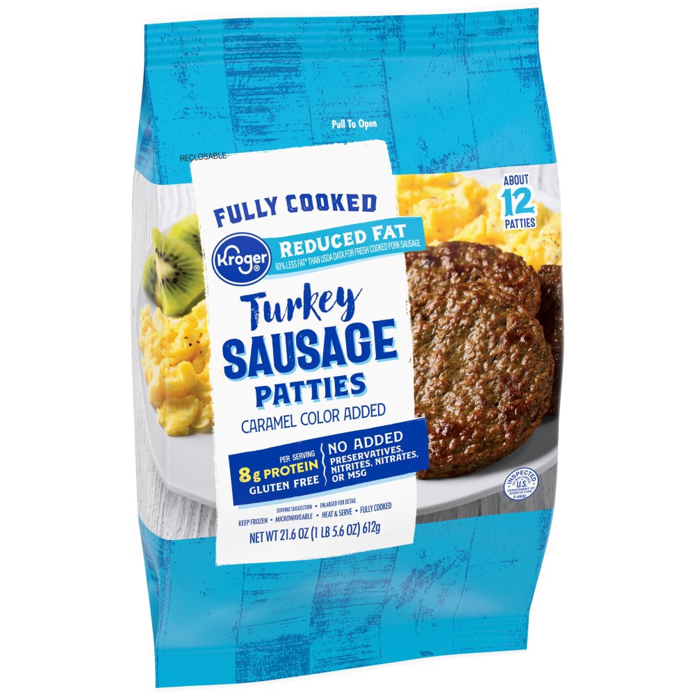 slide 4 of 4, Kroger Turkey Sausage Patties, 21.6 oz