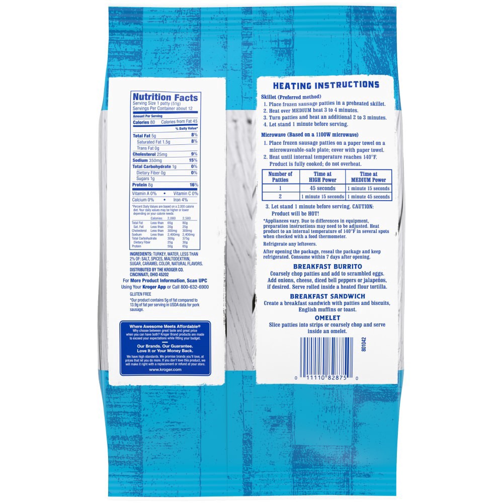 slide 2 of 4, Kroger Turkey Sausage Patties, 21.6 oz