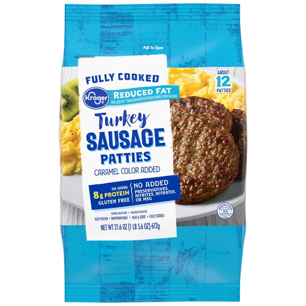 slide 1 of 4, Kroger Turkey Sausage Patties, 21.6 oz
