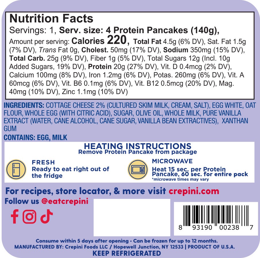 slide 3 of 3, Crepini Vanilla Protein Pancake, 4.9 oz