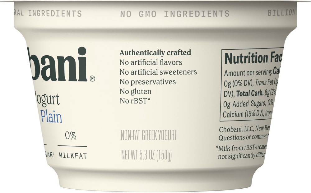 slide 2 of 5, Chobani Yogurt, Greek, Nonfat, Plain, 5.3 oz