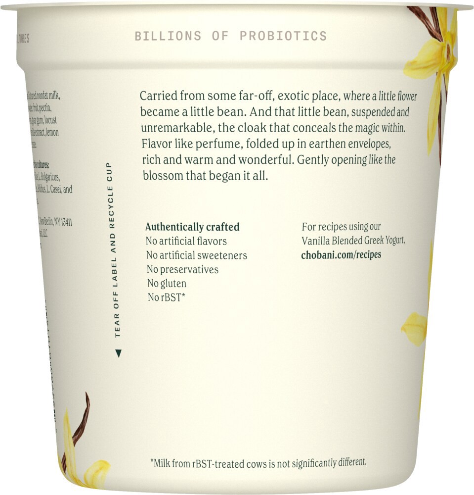 slide 4 of 5, Chobani 0% Milkfat Vanilla Blended Greek Yogurt, 32 fl oz