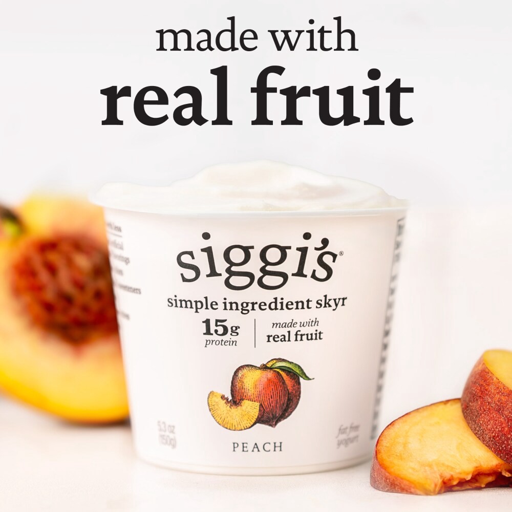 slide 4 of 6, Siggi's siggi’s Icelandic Skyr Nonfat Yogurt, Peach, 5.3 oz