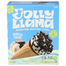 Jolly Llama Dairy-Free Gluten-Free Vanilla Fudge Sundae Cones 3 Pack