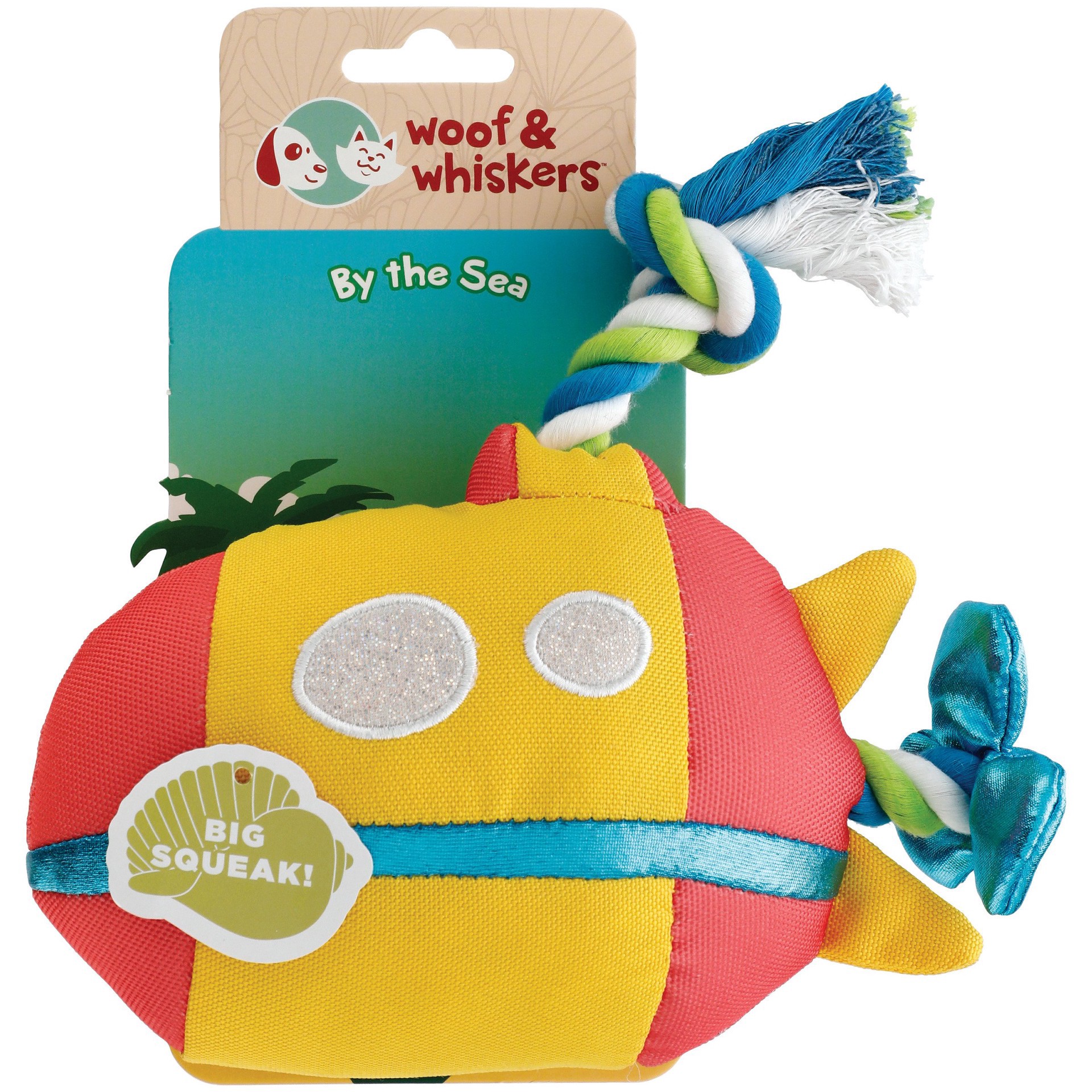 slide 1 of 1, Woof and Whiskers Yellow Submarine Plush Dog Toy, 1 ct