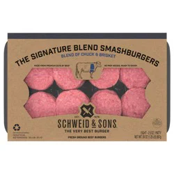 Schweid & Sons The Signature Blend Smashburgers, 8-2.5 Oz 75/25