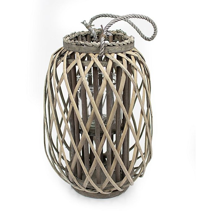 slide 1 of 2, Large Willow-Wrapped Glass Lantern with Handle, 1 ct