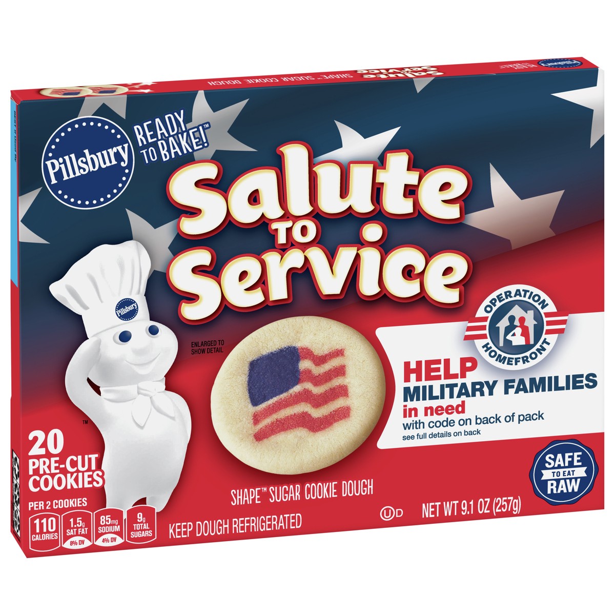 slide 7 of 9, Pillsbury Shape Flag Sugar Cookie Dough, Salute To Service, 20 Pre-Cut Cookies, 9.1 oz., 20 ct