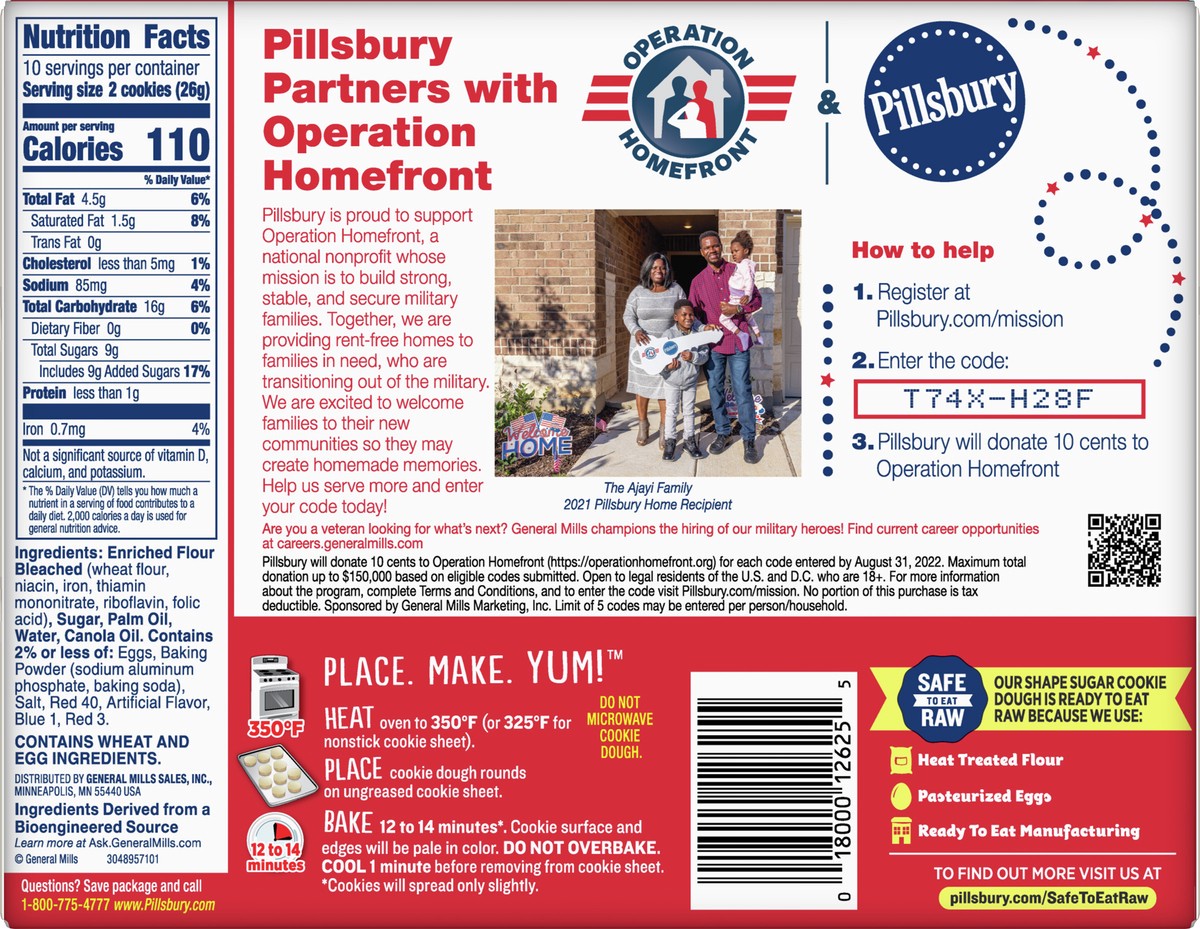 slide 8 of 9, Pillsbury Shape Flag Sugar Cookie Dough, Salute To Service, 20 Pre-Cut Cookies, 9.1 oz., 20 ct