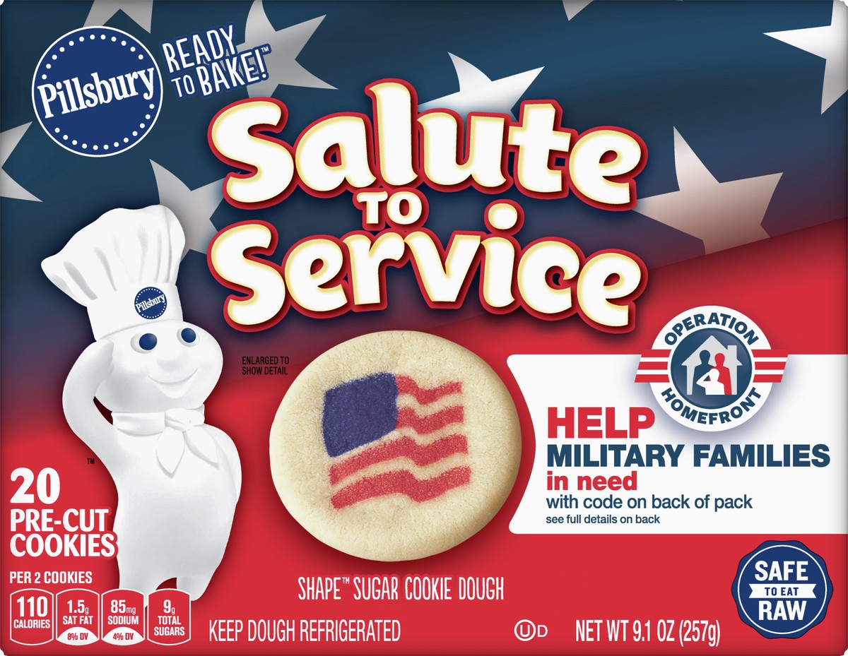 slide 6 of 9, Pillsbury Shape Flag Sugar Cookie Dough, Salute To Service, 20 Pre-Cut Cookies, 9.1 oz., 20 ct