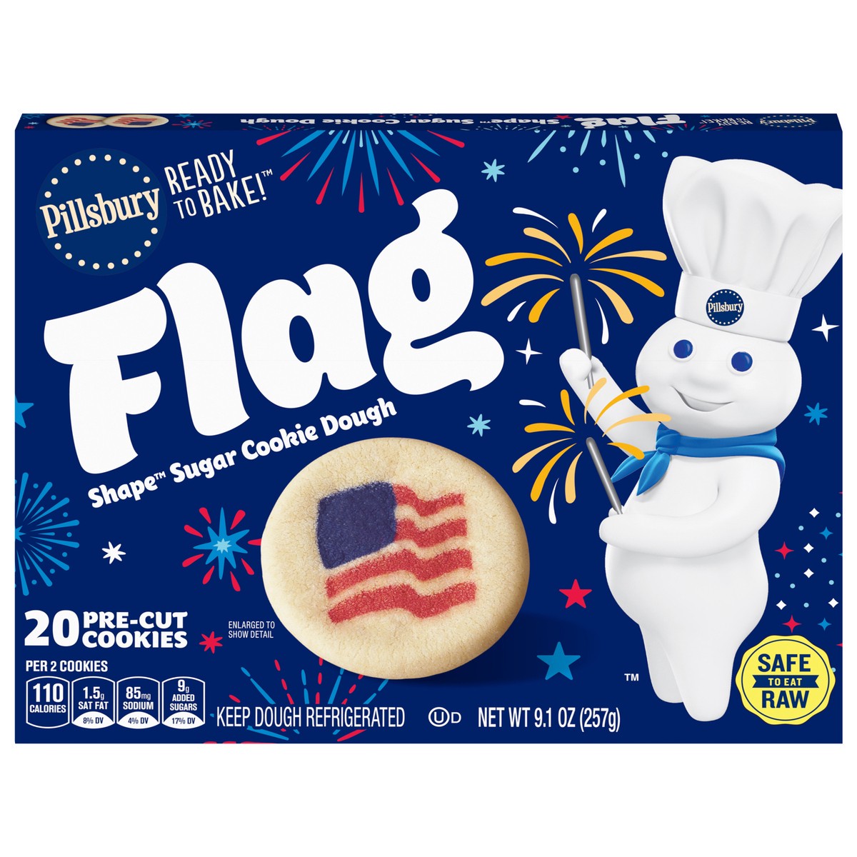 slide 1 of 9, Pillsbury Shape Flag Sugar Cookie Dough, Salute To Service, 20 Pre-Cut Cookies, 9.1 oz., 20 ct