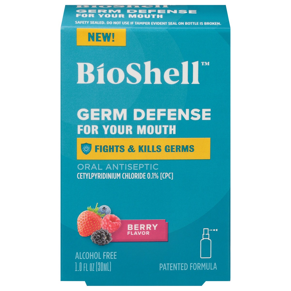 slide 1 of 1, BioShell Germ Defense Berry Flavor Oral Antiseptic 1.0 fl oz, 1 oz
