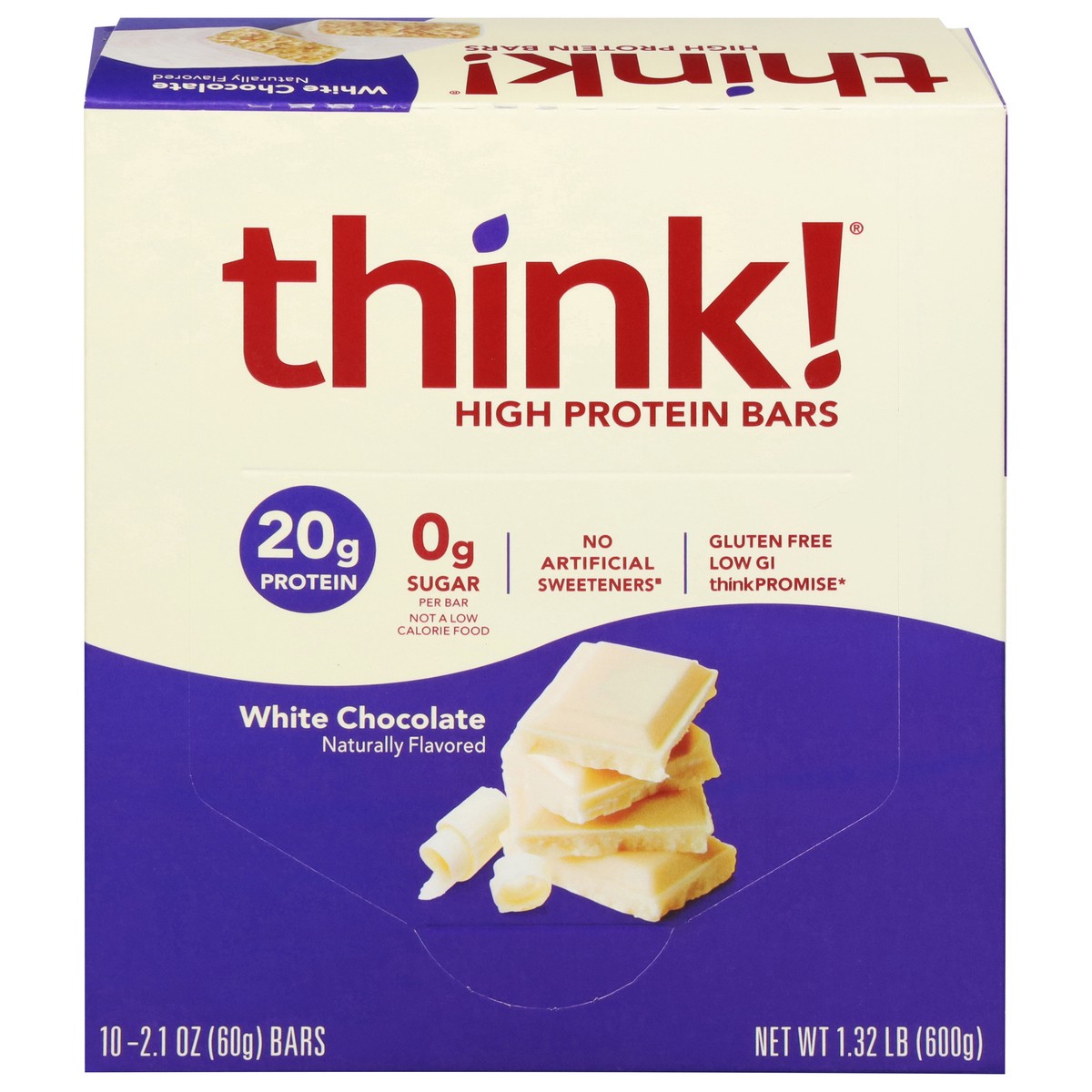 slide 1 of 12, think! White Chocolate High Protein Bars 10 - 2.1 oz Bars, 10 ct; 2.1 oz