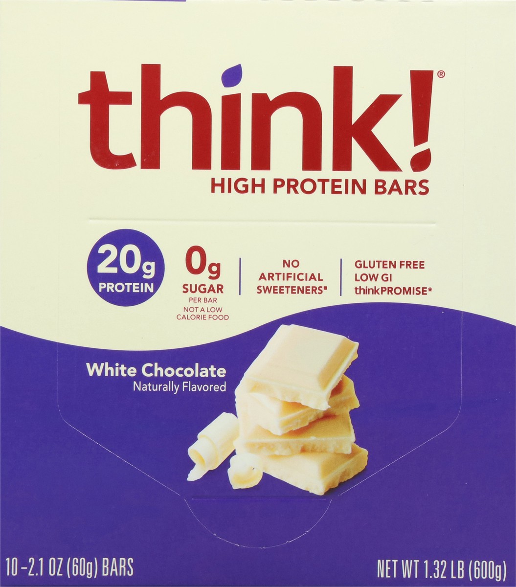 slide 6 of 12, think! White Chocolate High Protein Bars 10 - 2.1 oz Bars, 10 ct; 2.1 oz