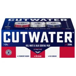 Cutwater Spirits Spirits Red, White and Blue Cocktail Rum Variety Pack, 12 Pack 200 ml Cans