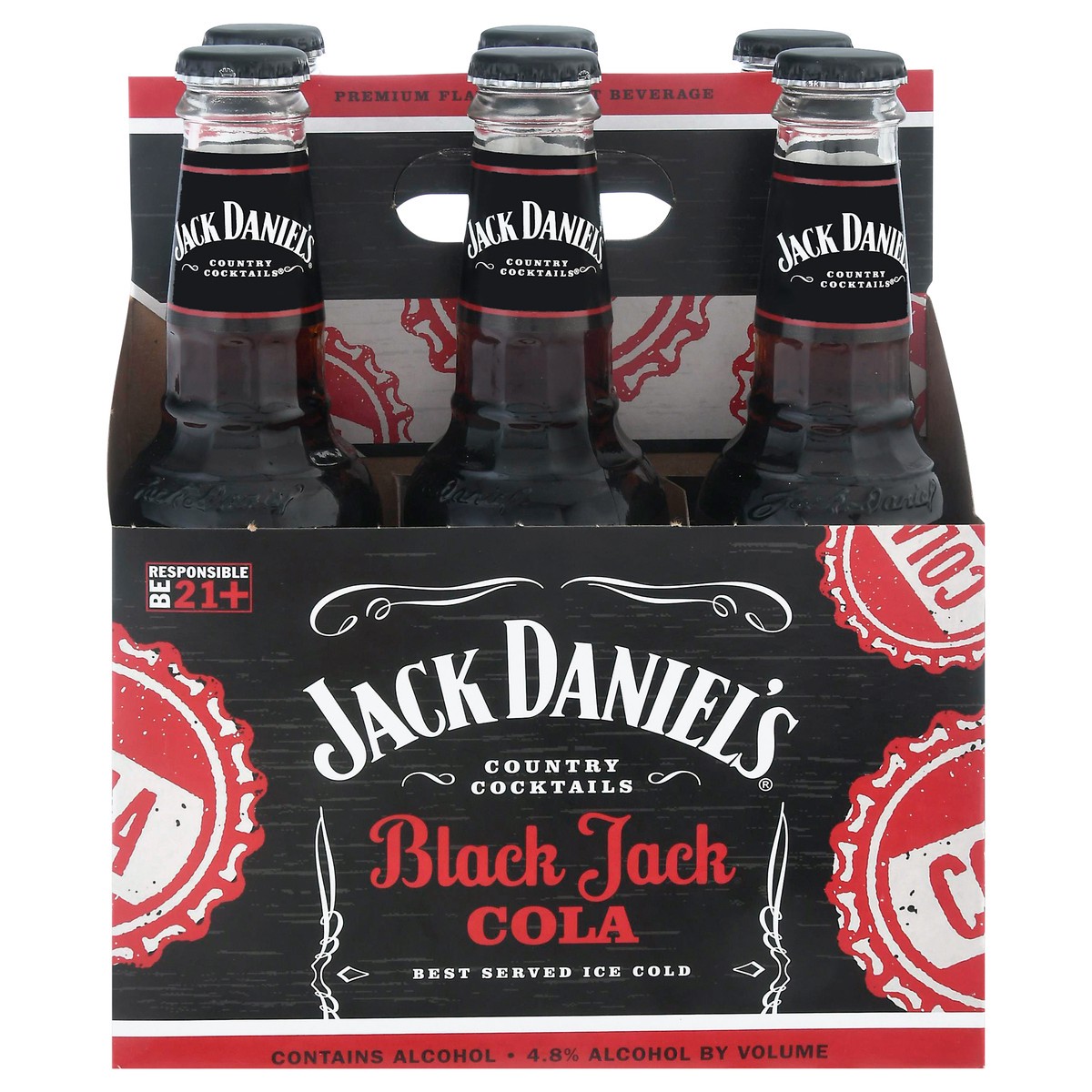 slide 1 of 10, Jack Daniel's Black Jack Cola Country Cocktails 6 - 10 fl oz Bottles, 6 ct; 10 oz