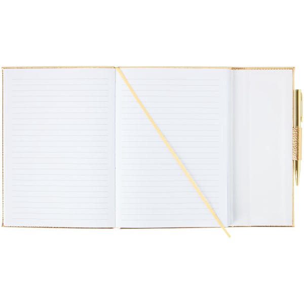 slide 2 of 2, Markings By C.R. Gibson Leatherette Journal With Pen, 5-1/2"" X 8-1/2"", College Ruled, 256 Pages (128 Sheets), Gold, 128 ct