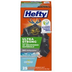 Hefty Ultra Strong 30 Gallon Drawstring Seaside Breeze Trash Bags Large 25 ea